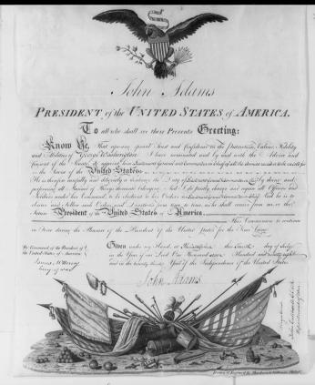 John Adams to George Washington, July 4, 1798, Commission as Commander of Armed Forces Letter from John Adams to George Washington July 4, 1798