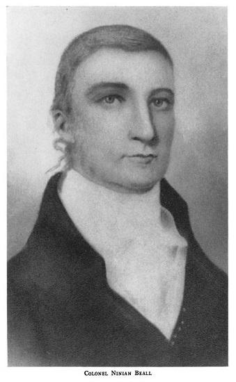 A dashing portrait of Colonel Ninian Beall. The photo doesn't do justice to his bright red hair or 6'7" stature, however. (Photo source: Historical Society of Washington, D.C.)