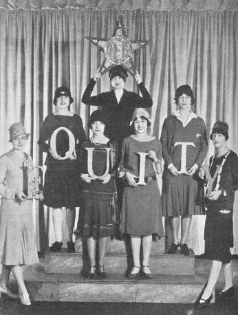 Helen Hayes and fellow actresses spelling out "Equity" (Source: Actors Equity) Helen Hayes and six collaegues holding letters spelling "Equity" and a star. (Source: Actors Equity)